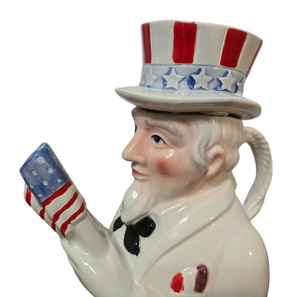 Uncle Sam Teapot Dept 56 Tea Time Legends 1990 Vintage Collectible Ceramic - Picture 7 of 16